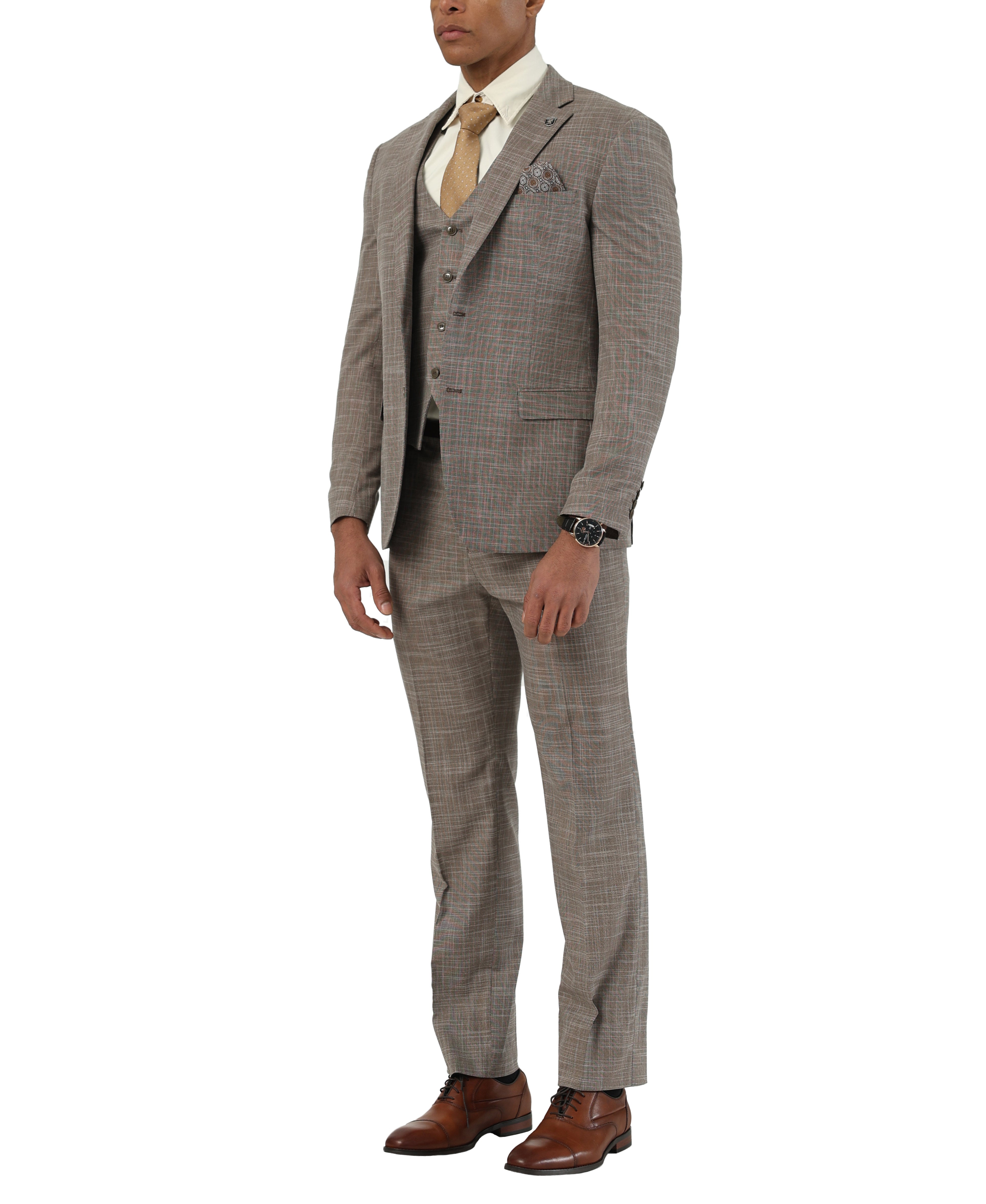 Mens Suit Crosshatch 3pc by Stacy Adams
